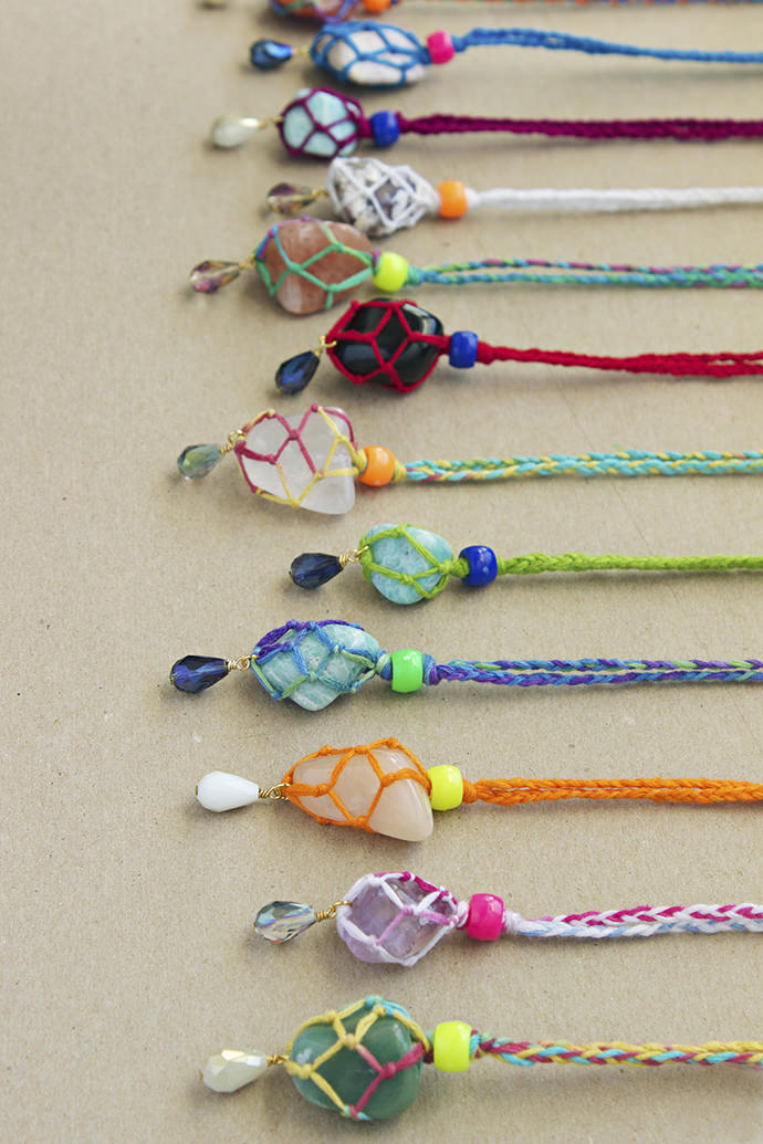 String Wrapped Rock Necklaces